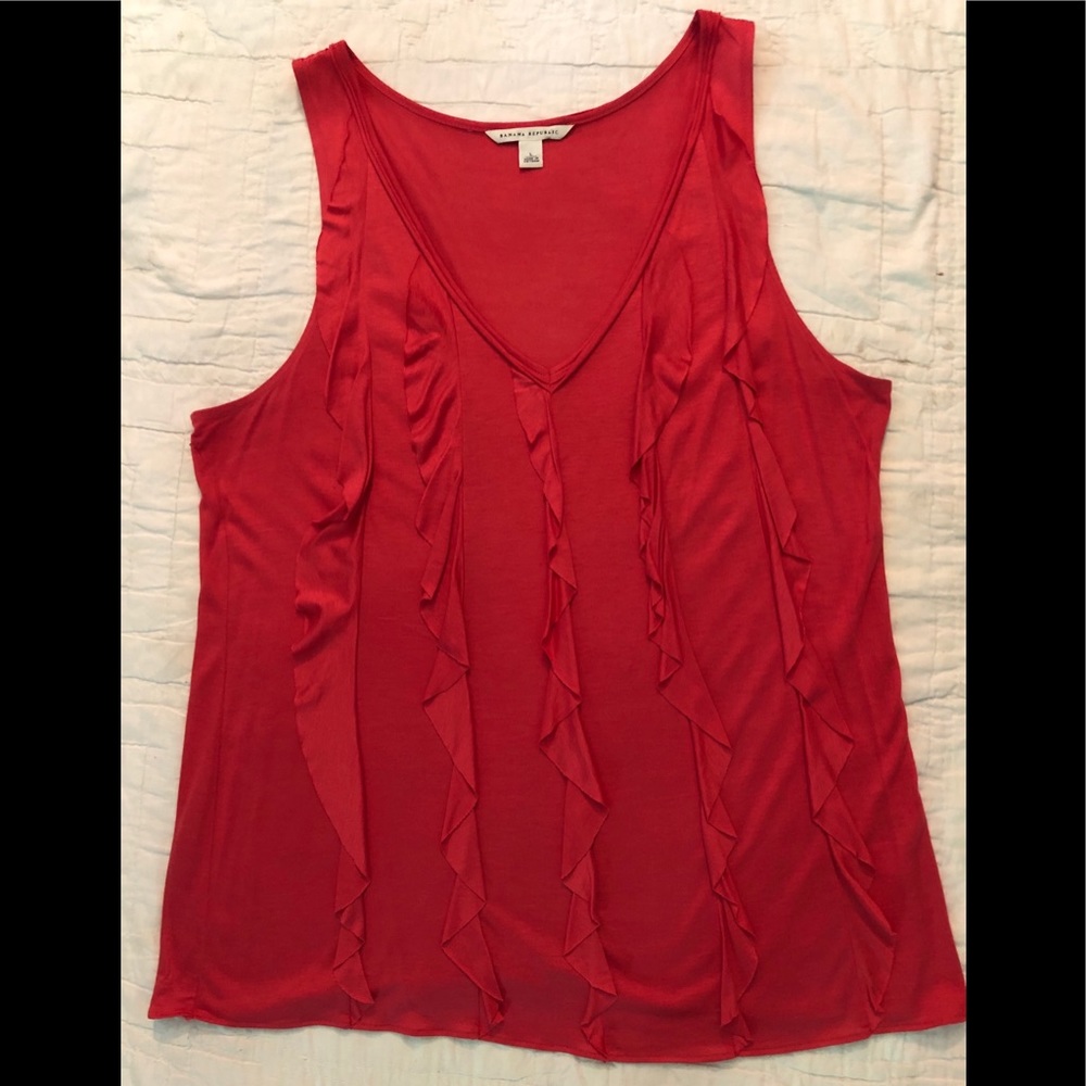 BananaRepublic red ruffle sleeveless blouse